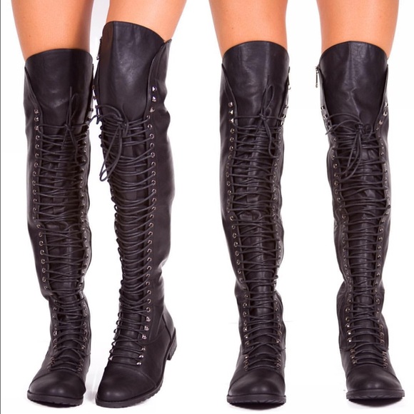 Shoes - Thigh High Flat Boots